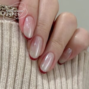 Milk Red Glitter French